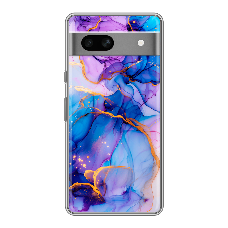 Силиконовый чехол на Google Pixel 7A с принтом синий мрамор Силиконовый чехол на Google Pixel 7A с принтом синий мрамор