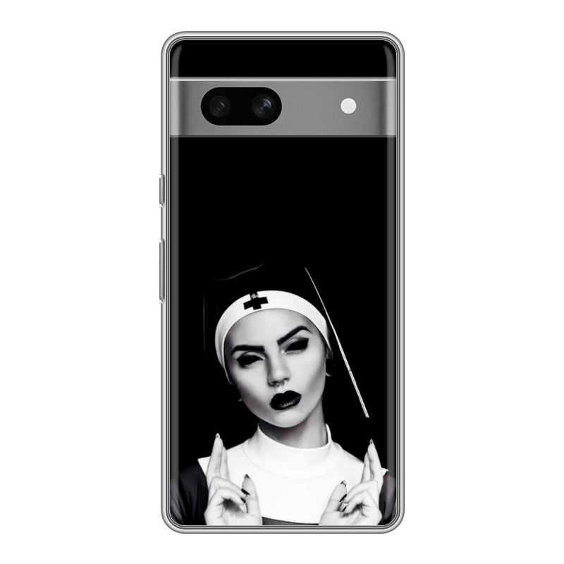 Силиконовый чехол на Google Pixel 7A с принтом монашка Силиконовый чехол на Google Pixel 7A с принтом монашка