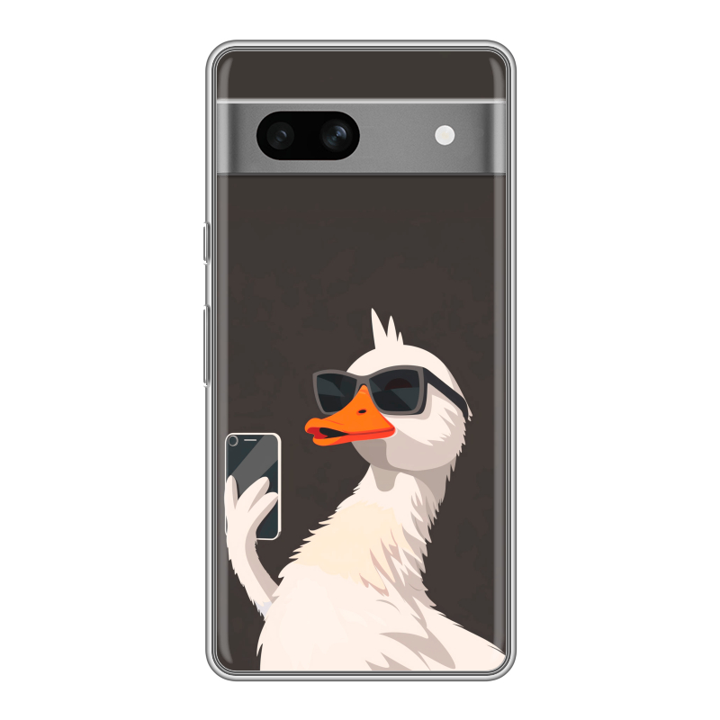 Силиконовый противоударный чехол на Google Pixel 7A с принтом утка в очках Силиконовый противоударный чехол на Google Pixel 7A с принтом утка в очках