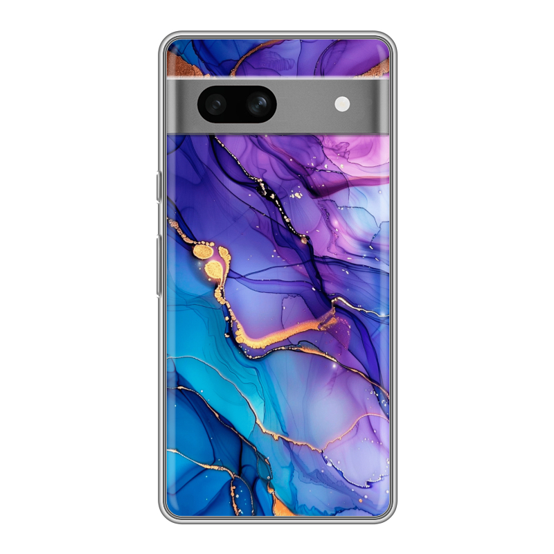 Силиконовый чехол на Google Pixel 7A с принтом синий мрамор Силиконовый чехол на Google Pixel 7A с принтом синий мрамор