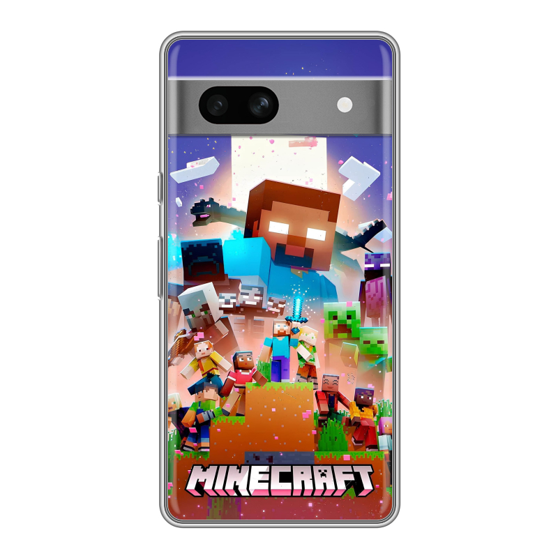 Силиконовый чехол на Google Pixel 7A с принтом Майнкрафт Minecraft Силиконовый чехол на Google Pixel 7A с принтом Майнкрафт Minecraft