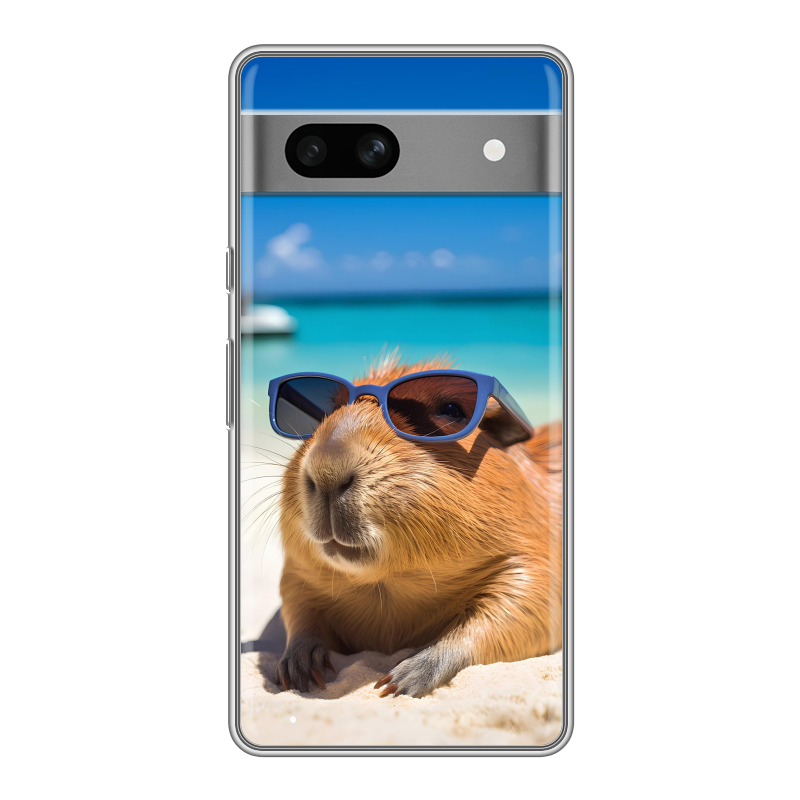 Силиконовый противоударный чехол на Google Pixel 7A с принтом Капибара Силиконовый противоударный чехол на Google Pixel 7A с принтом Капибара