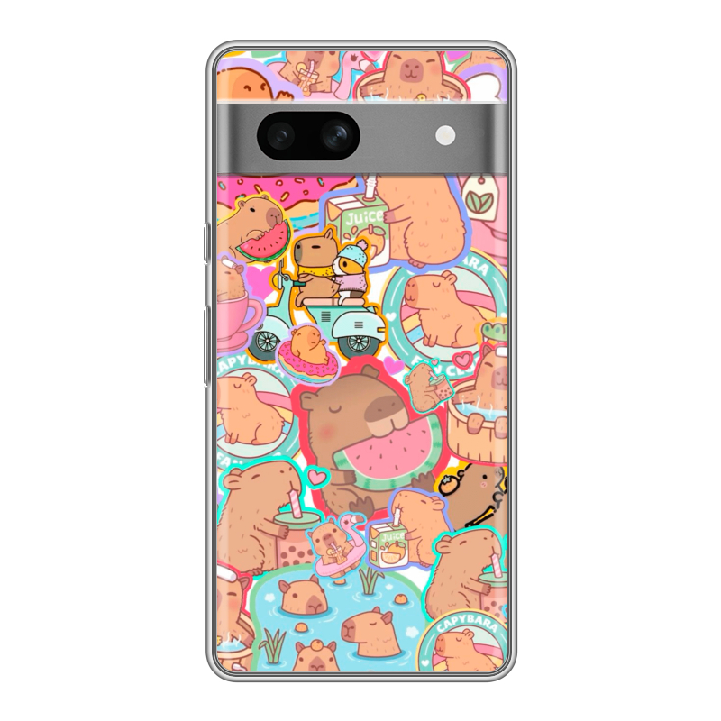 Силиконовый чехол на Google Pixel 7A с принтом капибары Силиконовый чехол на Google Pixel 7A с принтом капибары