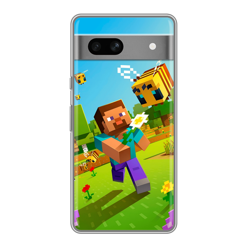 Силиконовый противоударный чехол на Google Pixel 7A с принтом Майнкрафт Minecraft Силиконовый противоударный чехол на Google Pixel 7A с принтом Майнкрафт Minecraft