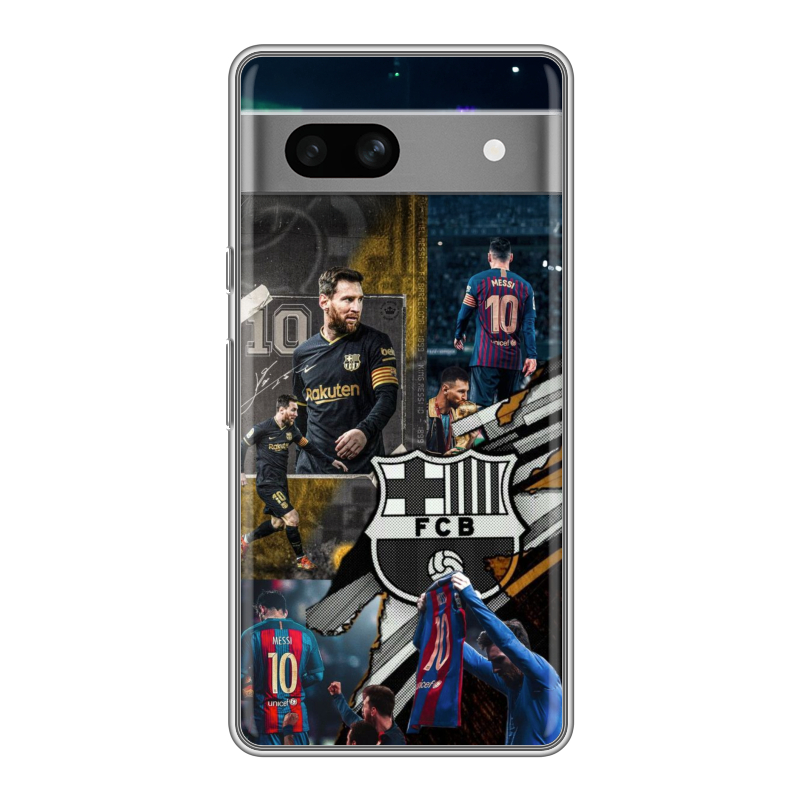 Силиконовый противоударный чехол на Google Pixel 7A с принтом Messi Barcelona Силиконовый противоударный чехол на Google Pixel 7A с принтом Messi Barcelona