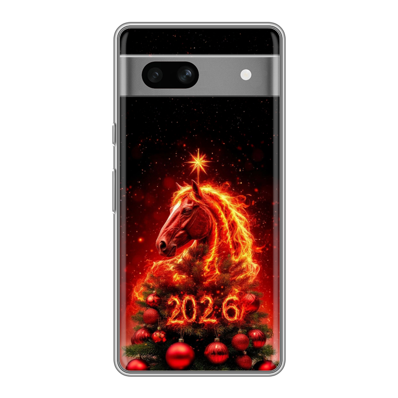 Силиконовый противоударный чехол на Google Pixel 7A с принтом Новый год Силиконовый противоударный чехол на Google Pixel 7A с принтом Новый год