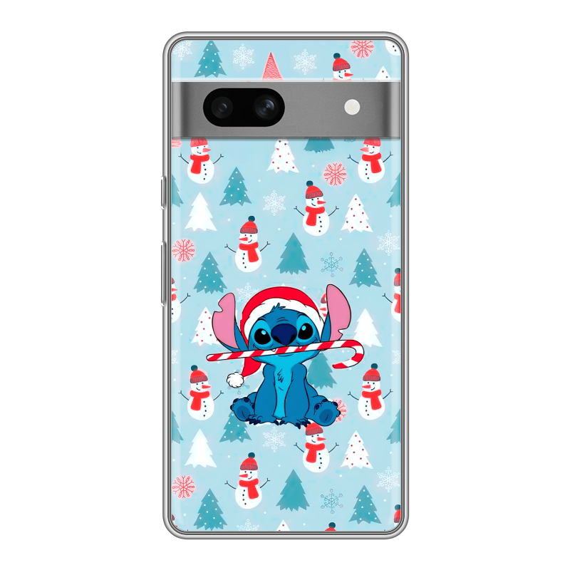 Силиконовый чехол на Google Pixel 7A с принтом Стич Новый год Силиконовый чехол на Google Pixel 7A с принтом Стич Новый год