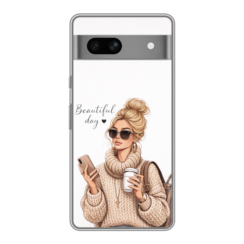 Силиконовый противоударный чехол на Google Pixel 7A с принтом женский Силиконовый противоударный чехол на Google Pixel 7A с принтом женский
