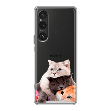 Силиконовый чехол на Sony Xperia 1 V с принтом Кошки Силиконовый чехол на Sony Xperia 1 V с принтом Кошки