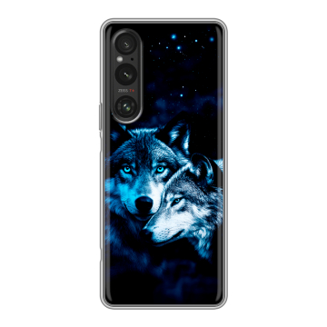 Силиконовый чехол на Sony Xperia 1 V с принтом Волки Силиконовый чехол на Sony Xperia 1 V с принтом Волки