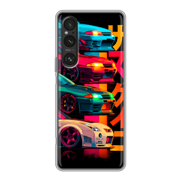 Силиконовый чехол на Sony Xperia 1 V с принтом Гоночные машины Силиконовый чехол на Sony Xperia 1 V с принтом Гоночные машины