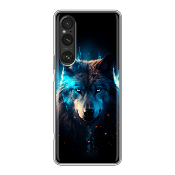 Силиконовый чехол на Sony Xperia 1 V с принтом Волк ночной Силиконовый чехол на Sony Xperia 1 V с принтом Волк ночной