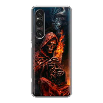 Силиконовый чехол на Sony Xperia 1 V с принтом Скелет и карты Силиконовый чехол на Sony Xperia 1 V с принтом Скелет и карты