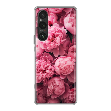Силиконовый чехол на Sony Xperia 1 V с принтом цветы пионы Силиконовый чехол на Sony Xperia 1 V с принтом цветы пионы