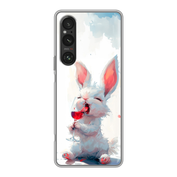 Силиконовый чехол на Sony Xperia 1 V с принтом кролик зайчик Силиконовый чехол на Sony Xperia 1 V с принтом кролик зайчик