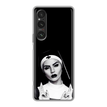 Силиконовый чехол на Sony Xperia 1 V с принтом монашка