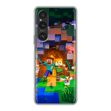 Силиконовый чехол на Sony Xperia 1 V с принтом Майнкрафт Minecraft