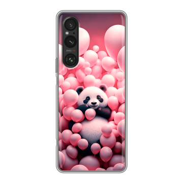 Силиконовый чехол на Sony Xperia 1 V с принтом Панда Силиконовый чехол на Sony Xperia 1 V с принтом Панда