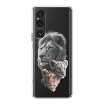 Силиконовый чехол на Sony Xperia 1 V с принтом Львы Силиконовый чехол на Sony Xperia 1 V с принтом Львы