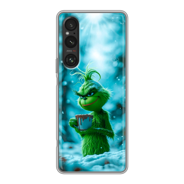 Силиконовый чехол на Sony Xperia 1 V с принтом Новый год гринч Силиконовый чехол на Sony Xperia 1 V с принтом Новый год гринч