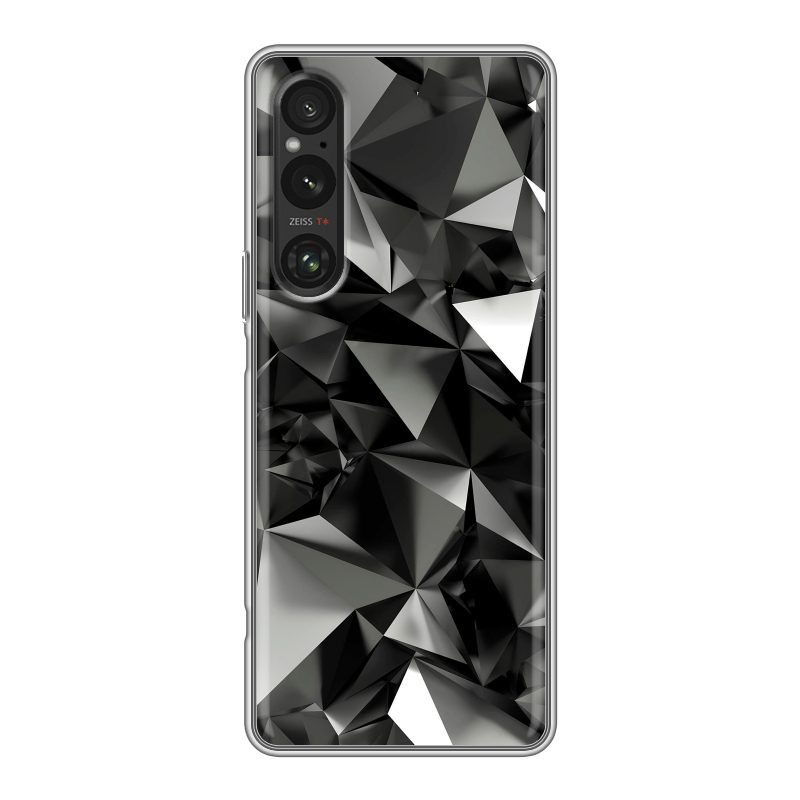 Силиконовый противоударный чехол на Sony Xperia 1 V с принтом Черные кристаллы Силиконовый противоударный чехол на Sony Xperia 1 V с принтом Черные кристаллы
