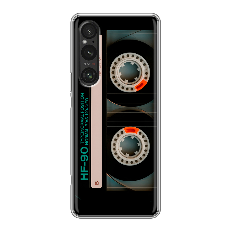 Силиконовый противоударный чехол на Sony Xperia 1 V с принтом Кассета Силиконовый противоударный чехол на Sony Xperia 1 V с принтом Кассета