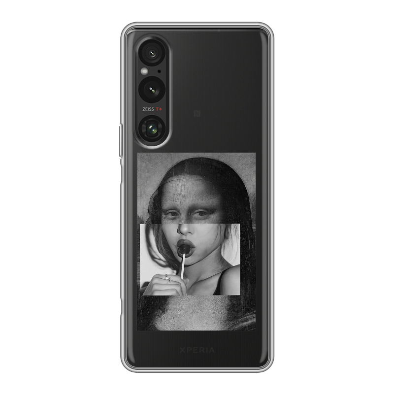 Силиконовый противоударный чехол на Sony Xperia 1 V с принтом Мона Лиза Силиконовый противоударный чехол на Sony Xperia 1 V с принтом Мона Лиза
