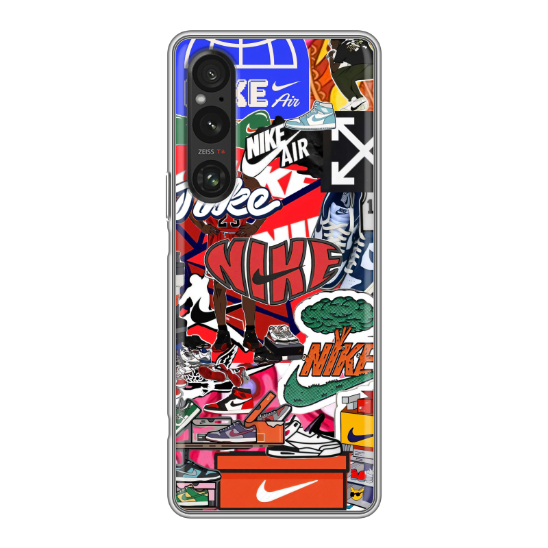 Силиконовый противоударный чехол на Sony Xperia 1 V с принтом Найк Nike яркий Силиконовый противоударный чехол на Sony Xperia 1 V с принтом Найк Nike яркий