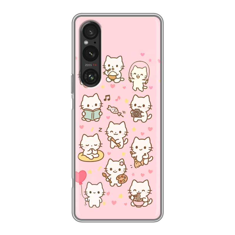 Силиконовый противоударный чехол на Sony Xperia 1 V с принтом Hello Kitty Хелоу Кити Силиконовый противоударный чехол на Sony Xperia 1 V с принтом Hello Kitty Хелоу Кити