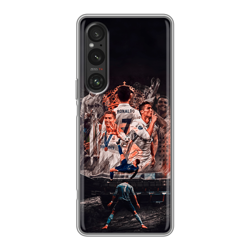 Силиконовый противоударный чехол на Sony Xperia 1 V с принтом Реал Роналдо Real Ronaldo Силиконовый противоударный чехол на Sony Xperia 1 V с принтом Реал Роналдо Real Ronaldo