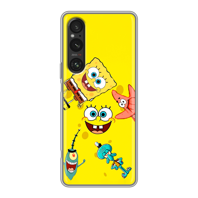 Силиконовый чехол на Sony Xperia 1 V с принтом Спанч боб Спанчбоб Силиконовый чехол на Sony Xperia 1 V с принтом Спанч боб Спанчбоб