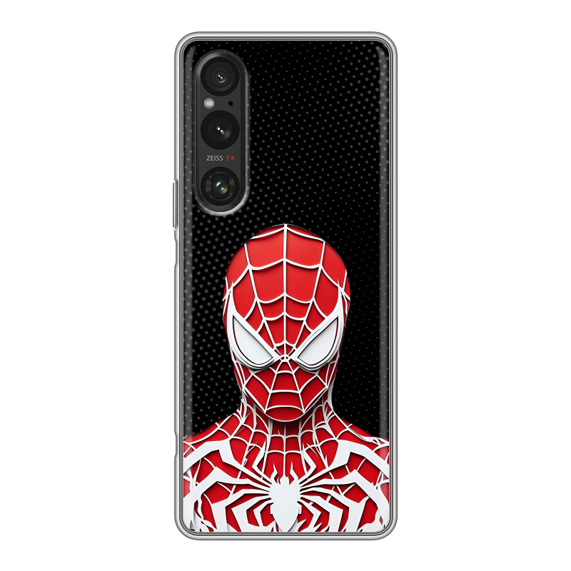 Силиконовый чехол на Sony Xperia 1 V с принтом человек паук spiderman Силиконовый чехол на Sony Xperia 1 V с принтом человек паук spiderman