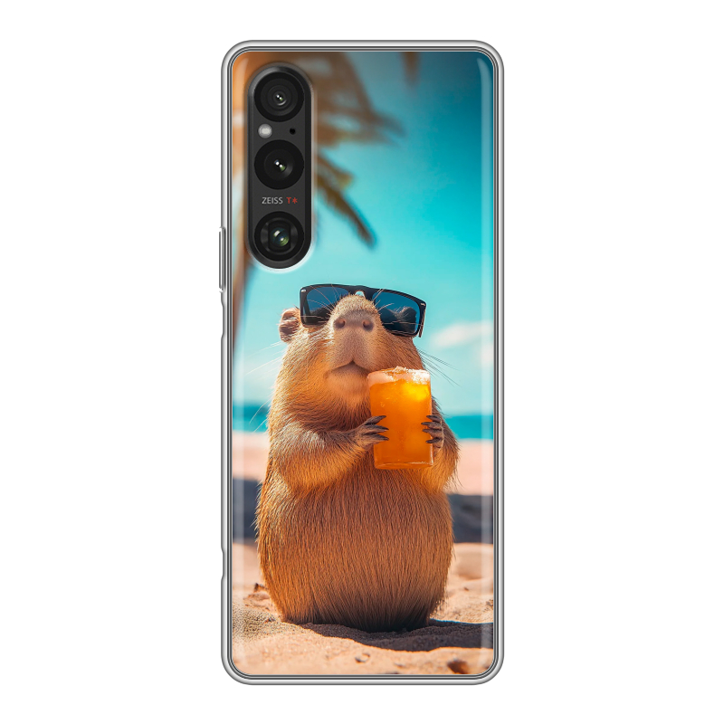 Силиконовый чехол на Sony Xperia 1 V с принтом Капибара Силиконовый чехол на Sony Xperia 1 V с принтом Капибара