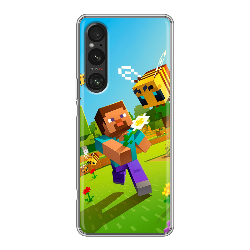 Силиконовый противоударный чехол на Sony Xperia 1 V с принтом Майнкрафт Minecraft Силиконовый противоударный чехол на Sony Xperia 1 V с принтом Майнкрафт Minecraft