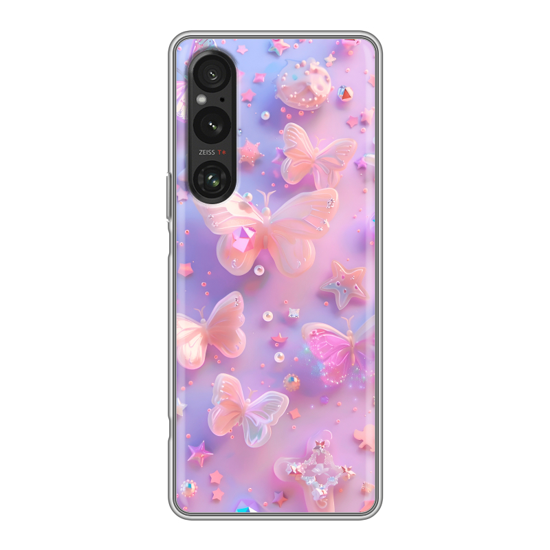 Силиконовый противоударный чехол на Sony Xperia 1 V с принтом Бабочки Силиконовый противоударный чехол на Sony Xperia 1 V с принтом Бабочки