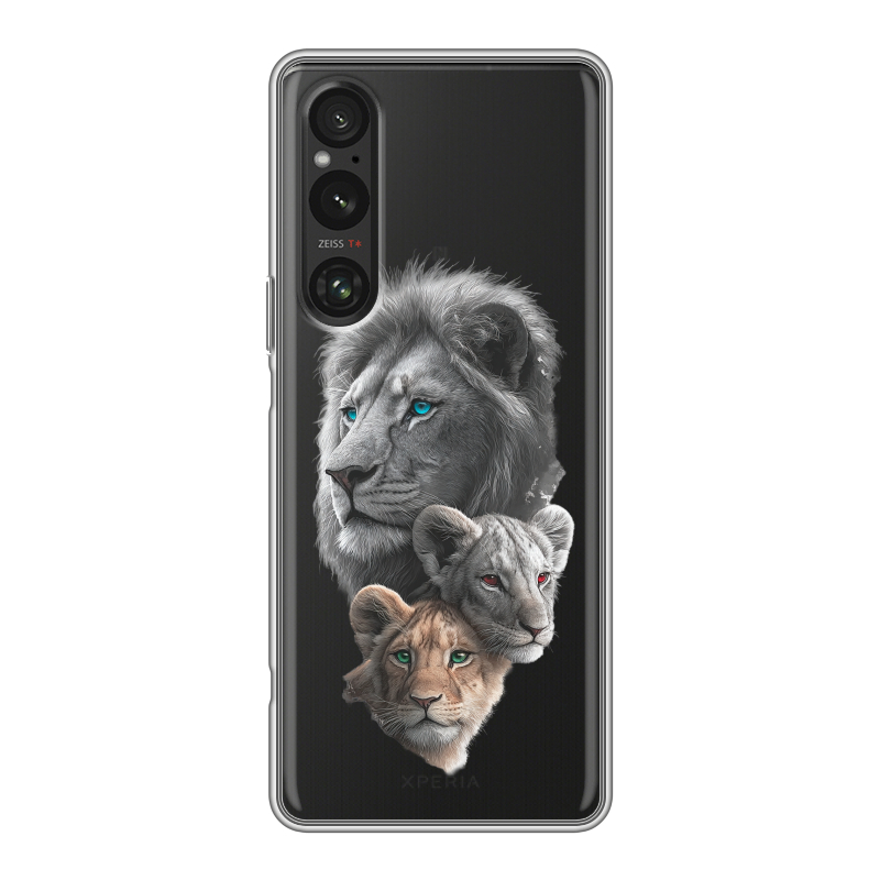 Силиконовый противоударный чехол на Sony Xperia 1 V с принтом Львы Силиконовый противоударный чехол на Sony Xperia 1 V с принтом Львы