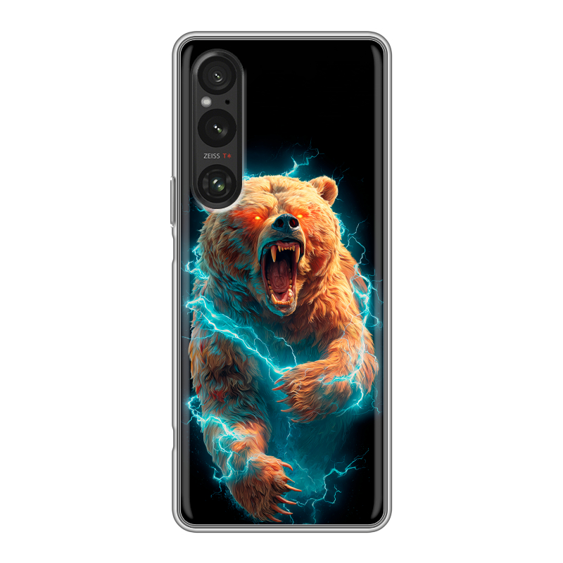 Силиконовый противоударный чехол на Sony Xperia 1 V с принтом Медведь Силиконовый противоударный чехол на Sony Xperia 1 V с принтом Медведь