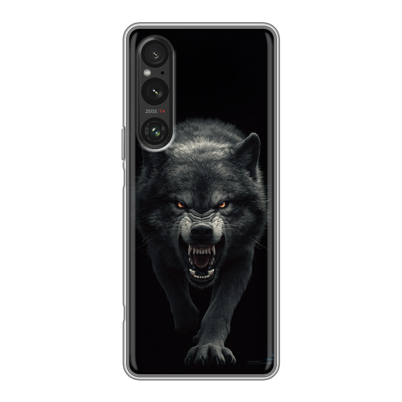 Силиконовый противоударный чехол на Sony Xperia 1 V с принтом Волк Силиконовый противоударный чехол на Sony Xperia 1 V с принтом Волк