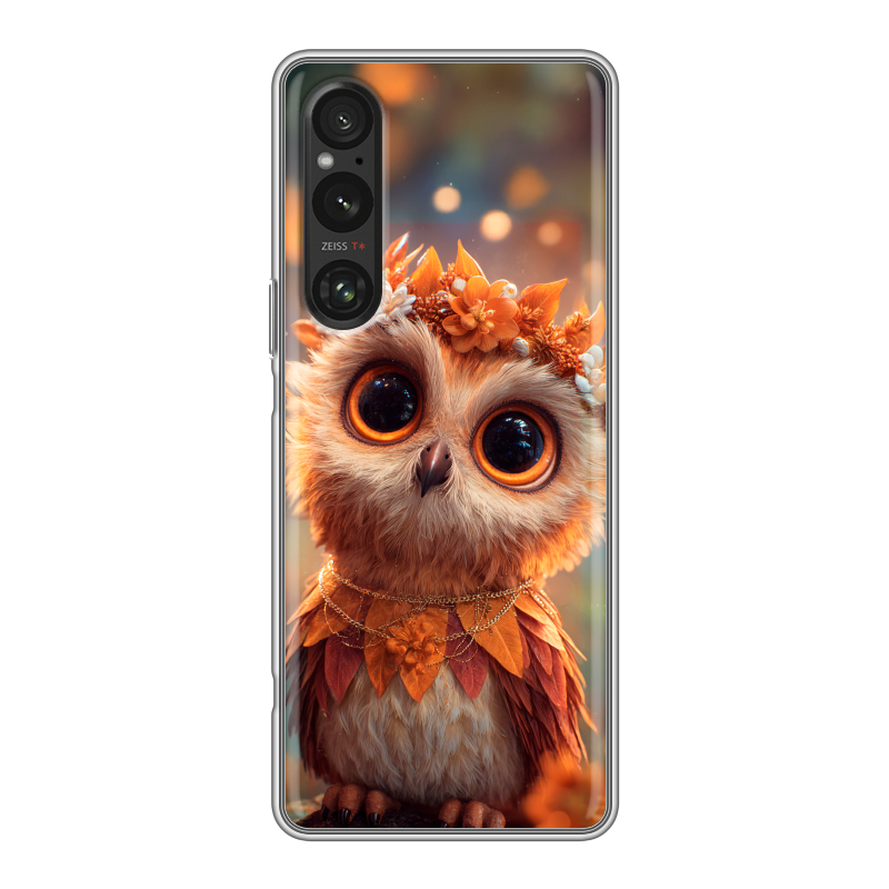 Силиконовый противоударный чехол на Sony Xperia 1 V с принтом Милая сова Силиконовый противоударный чехол на Sony Xperia 1 V с принтом Милая сова