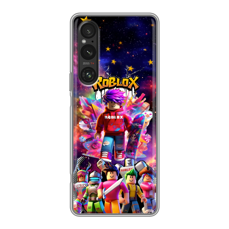 Силиконовый противоударный чехол на Sony Xperia 1 V с принтом Roblox Роблокс Силиконовый противоударный чехол на Sony Xperia 1 V с принтом Roblox Роблокс