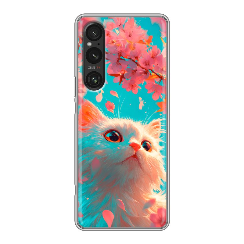 Силиконовый противоударный чехол на Sony Xperia 1 V с принтом Красивый кот Силиконовый противоударный чехол на Sony Xperia 1 V с принтом Красивый кот