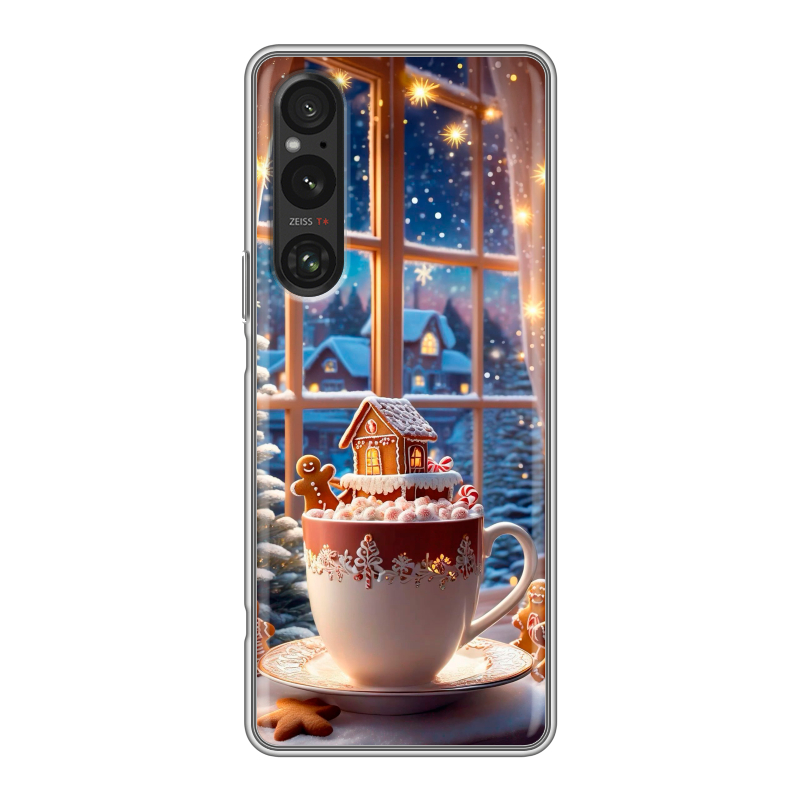 Силиконовый чехол на Sony Xperia 1 V с принтом Новый год Силиконовый чехол на Sony Xperia 1 V с принтом Новый год