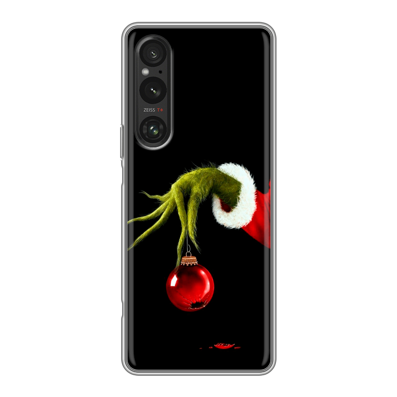Силиконовый чехол на Sony Xperia 1 V с принтом Новый год Гринч Силиконовый чехол на Sony Xperia 1 V с принтом Новый год Гринч