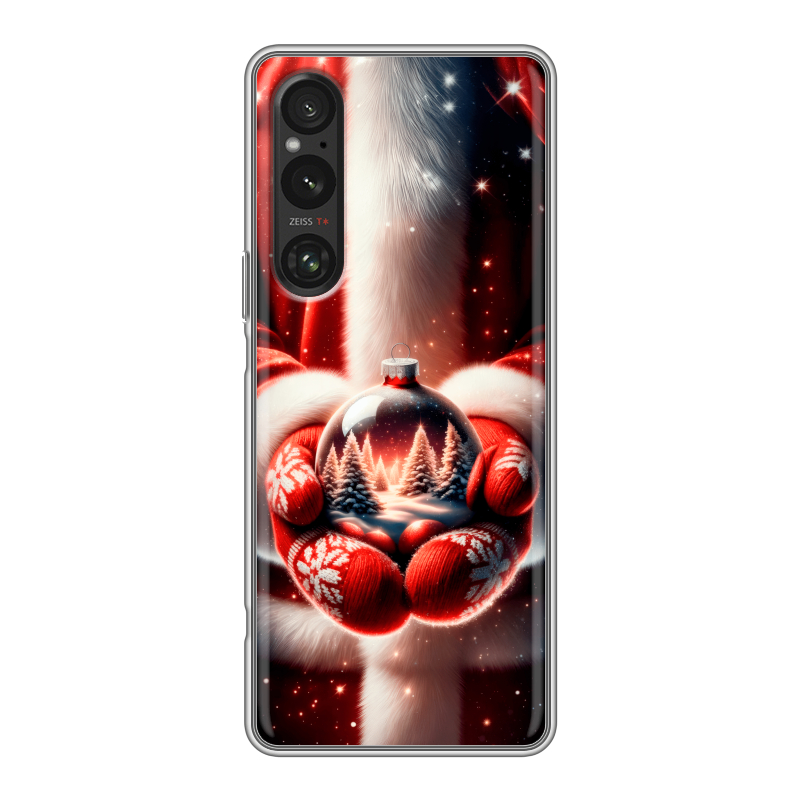 Силиконовый противоударный чехол на Sony Xperia 1 V с принтом Новый год Силиконовый противоударный чехол на Sony Xperia 1 V с принтом Новый год