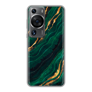Силиконовый чехол на Huawei P60 с принтом Мрамор зеленое золото Силиконовый чехол на Huawei P60 с принтом Мрамор зеленое золото