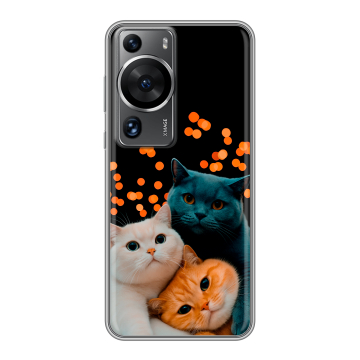 Силиконовый чехол на Huawei P60 с принтом Кошки Силиконовый чехол на Huawei P60 с принтом Кошки