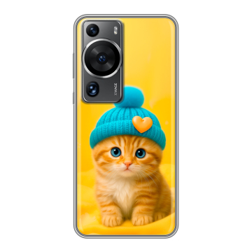 Силиконовый чехол на Huawei P60 с принтом Котенок в шапке