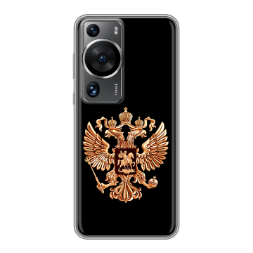 Силиконовый чехол на Huawei P60 с принтом Герб России золотой