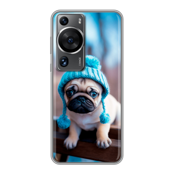 Силиконовый чехол на Huawei P60 с принтом Мопс в шапке