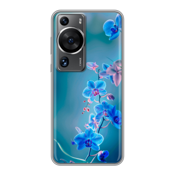Силиконовый чехол на Huawei P60 с принтом Голубые цветы